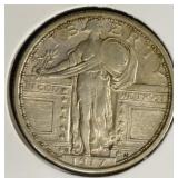 1917-D T-1 STANDING LIBERTY QUARTER XF