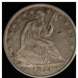 1854-O ARROWS SEATED LIBERTY HALF XF, CUTS