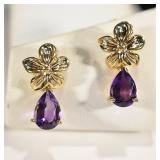 14K YELLOW GOLD FLOWER EARRINGS