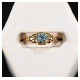 10K YELLOW GOLD RING WITH BLUE STONE SIZE 5.5