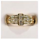 18K YELLOW GOLD DIAMOND CLUSTER RING SIZE 8