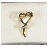 14K YELLOW GOLD WITH DIAMOND HEART PIN