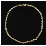 14K YELLOW GOLD 8 INCH ROPE BRACELET