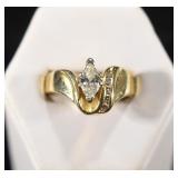 14K YELLOW GOLD DIAMOND RING SIZE 9