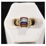 14K YELLOW GOLD MULTICOLOR STONE RING SIZE 4