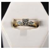 14K YELLOW GOLD RING WITH 3 DIAMONDS SIZE 6