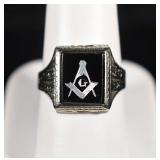 10K WHITE GOLD MASONIC RING SIZE 10