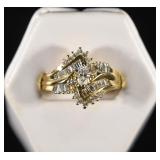 14K YELLOW GOLD DIAMOND RING SIZE 9