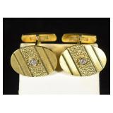 18K YELLOW GOLD CUFFLINKS WITH DIAMONDS