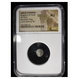 BC 2ND CENTURY UNCERTAIN KING AR OBOL NGC AU