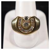 14K YELLOW GOLD DIAMOND HORESHOE RING