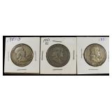 1951-P,D,S FRANKLIN HALF DOLLARS