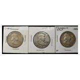 1949-P,D,S FRANKLIN HALF DOLLARS