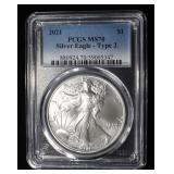 2021 TYPE 2 AMERICAN SILVER EAGLE PCGS MS70