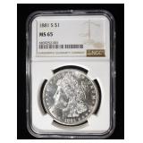 1881-S MORGAN DOLLAR NGC MS 65