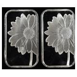 (2) 1 OZ FLOWER .999 SILVER BARS