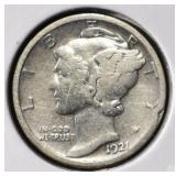 1921-D MERCURY DIME VF