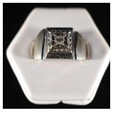 14K WHITE GOLD WITH DIAMOND, SIZE 9.75