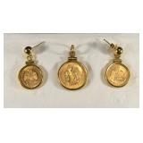 EARRINGS AND PENDANT MADE WITH GOLD PESOS