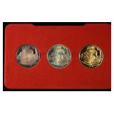US BICENTENNIAL SILVER, GOLD PLATED, BRONZE MEDALS