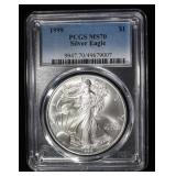 1999 AMERICAN SILVER EAGLE PCGS MS 70
