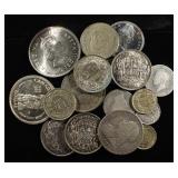 MIXTURE OF FOREIGN SILVER COINS