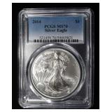 2014 AMERICAN SILVER EAGLE PCGS MS70