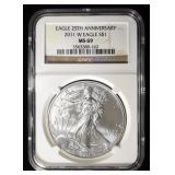 2011-W AMERICAN SILVER EAGLE NGC MS69