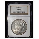 1924-S PEACE DOLLAR NGC AU-58