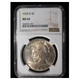 1934-D PEACE DOLLAR NGC MS-62