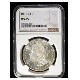 1881-S MORGAN DOLLAR NGC MS 65