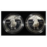 (2) 1992-P $1 COLUMBUS QUINCENTENARY PR COMMEMS