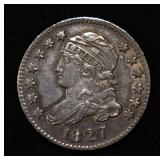 1827 CAPPED BUST DIME LOVELY AU/BU