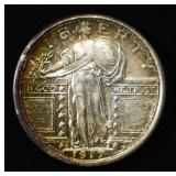 1917-D T-1 STANDING LIBERTY QUARTER CH BU COLOR