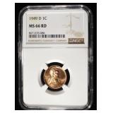 1949-D LINCOLN CENT NGC MS-66 RD