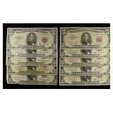 (10) $5 RED SEAL NOTES