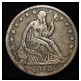 1849-O SEATED LIBERTY HALF DOLLAR XF