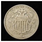 1866 SHIELD NICKEL FINE