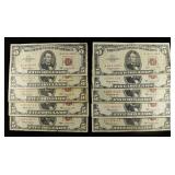 (10) $5 RED SEAL NOTES