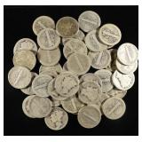 (50) 90% SILVER MERCURY DIMES
