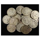 (20) 90% SILVER WALKING LIBERTY HALF DOLLARS