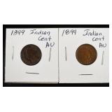 (2) 1899 INDIAN CENTS AU