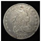 1799 DRAPED BUST DOLLAR XF