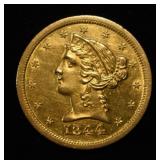 1844-O $5 GOLD BU