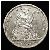 1854 SEATED LIBERTY HALF DOLLAR BU