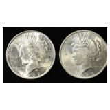 1922 & 1923 PEACE DOLLARS BU