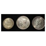 (3) 80% SILVER FOREIGN COINS