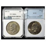 (2) GRADED EISENHOWER DOLLARS