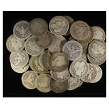 (40) 90% SILVER BARBER QUARTERS