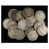 (20) 90% SILVER BARBER HALF DOLLARS